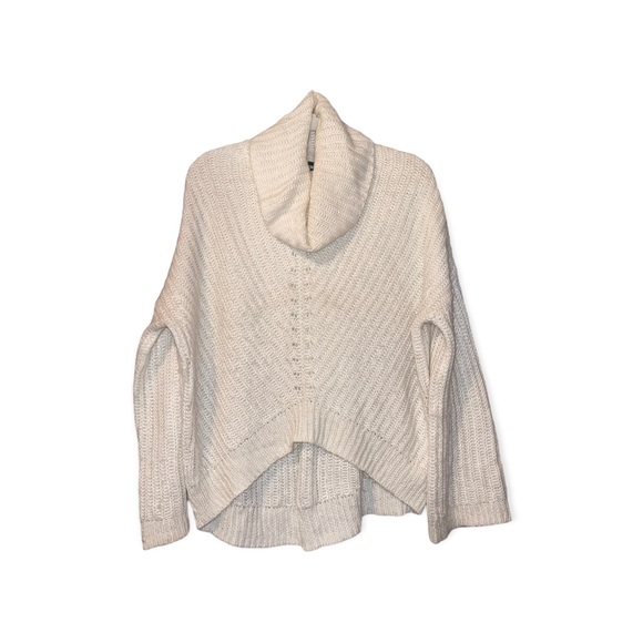 EXPRESS Ivory High Low Knit Cowl Neck Sweater M - Picture 1 of 6